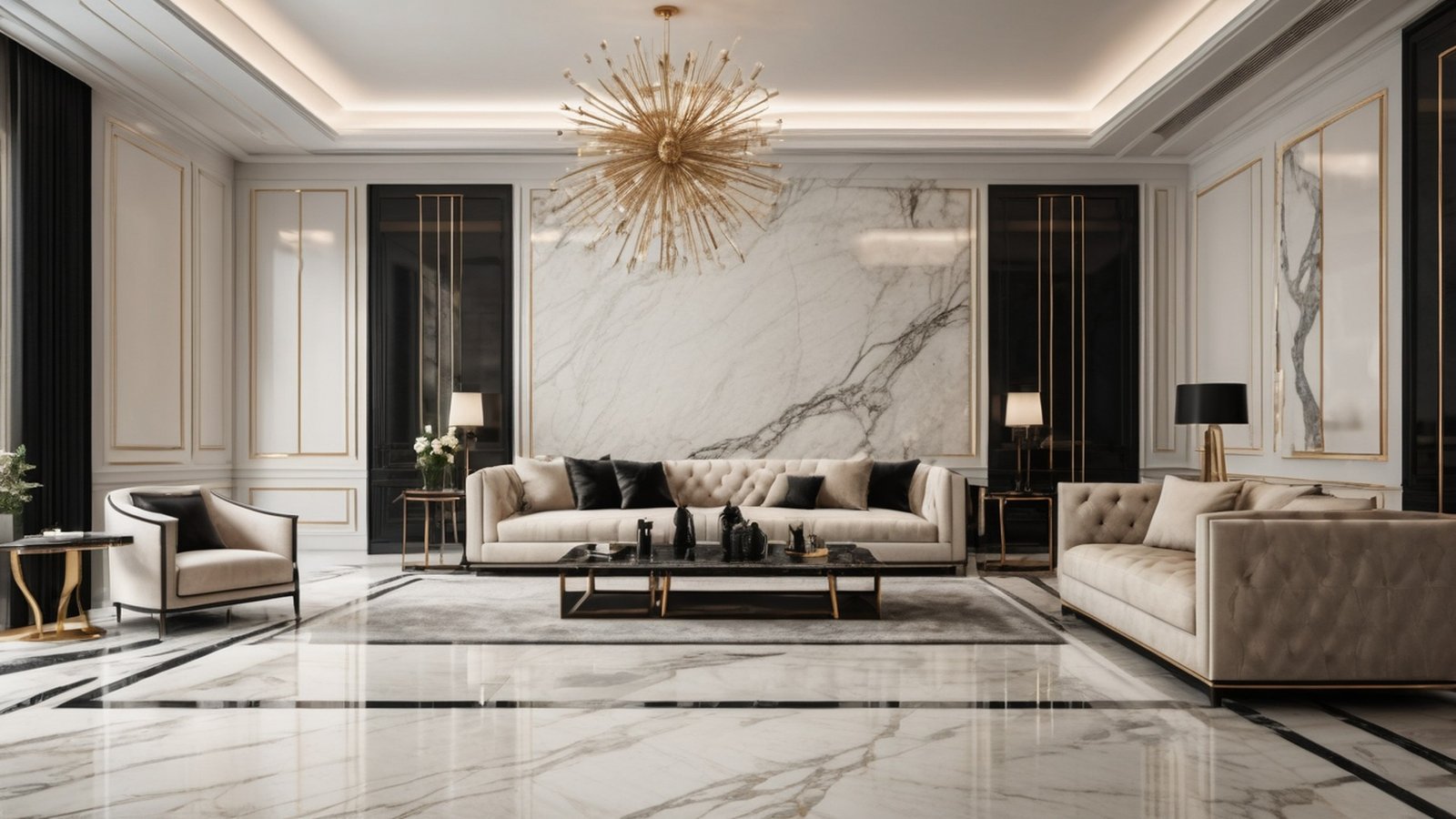 Architectural interior shaped by natural stone